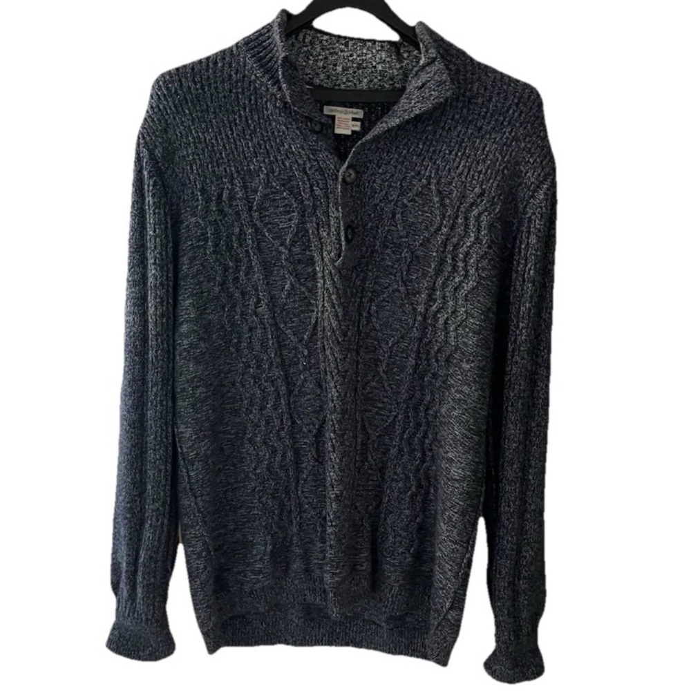 Carbon 2 Cobalt Sweater Knit Mens Size XXL Gray Blue Long Sleeve 100% Cotton